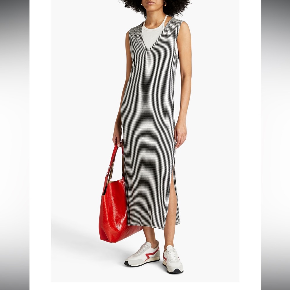 Rag & Bone Michal striped slub jersey Linen Blend Resort dress size Large